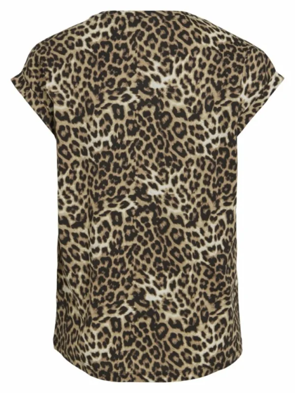VILA Tops & T-shirts^LEOPARD PRINT SHORT-SLEEVED T-SHIRT